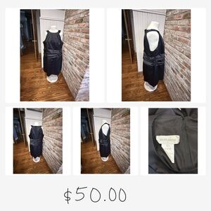 David's Bridal Black Satin Halter Gown